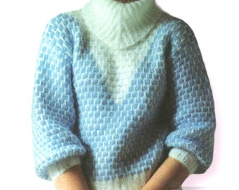 Gilet e maglione vintage Capricorno B324 da donna in maglia con bottoni. Con lavorazione a maglia Capricorno Bulky e Fantasy 8ply. Modello in PDF.