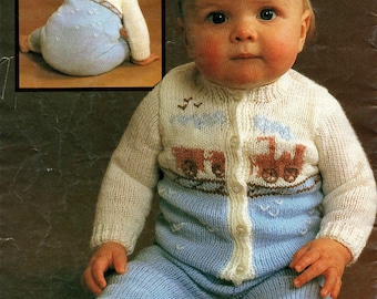 Vtg PANDA 570 Pattern Book x 12 dla BABY. Sukienki, kardigany, sweter Fairisle, sukienka do chrztu, zestaw do wózka i kombinezon Onesie. Format PDF.