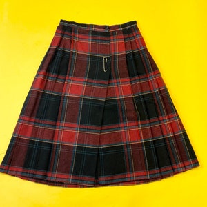Women Knee Length Pleated Plaid Skirt Plus Size Plaid Skirt Navy Black  Yellow Pleated PLAID SKIRTS