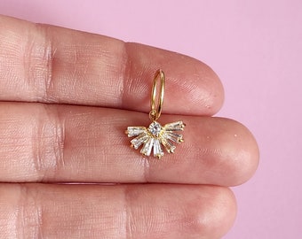 Anneau de ventre pétale de fleur - bijoux de piercing au nombril floral, anneau de nombril de fleur en or fabriqué à la main, anneau de nombril en cristal, breloque nombril