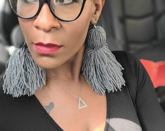 Hand-made Yarn Tassel Earrings