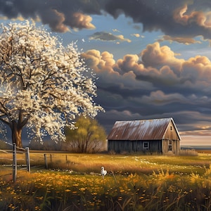 Terry Redlin Inspired Spring Farm Landscape Art for Frame TV (digital ...
