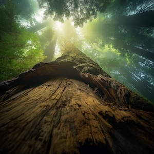 Digital Redwood Tree Art - Instant Download Abstract Forest Scene, Contemporary Home Decor, Modern Art