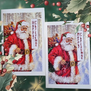 Gruß Weihnachtskarten, Gestickte Karte, Weihnachtspostkarte, Weihnachtsmannkarte, Feiertagskarten, Weihnachten, Handgemachte Weihnachtskarte, Handgemachte Karte
