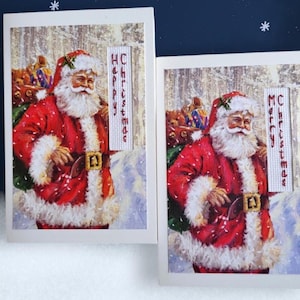 Greeting  Christmas Cards, Embroidered Card,Christmas Postcard,Santa Card,Holiday Cards,Christmas,Christmas Card,Handmade Greeting Card