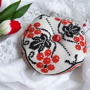 Biscornu Finished Pincushion , Needle-Pin organizer, Pincushion, Embroidered needle cushions, Pin Accessory, Hand-embroidery Pincushion