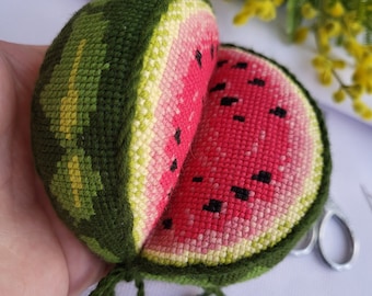 Wassermelonenscheiben gestickt, Kissen Wassermelone, Kissen Wassermelone, Wassermelonen Schlüsselanhänger, Geschenk für Zwei, Valentinstag