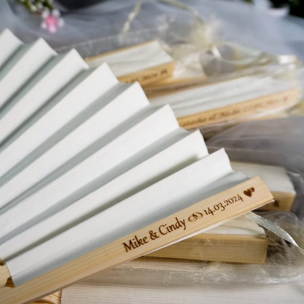 Personalized Paper Fans, Grade A Foldable Bamboo Fans for Hand Lettering Wedding Favor Handheld Fan Decorative Paper Fan Party Favors