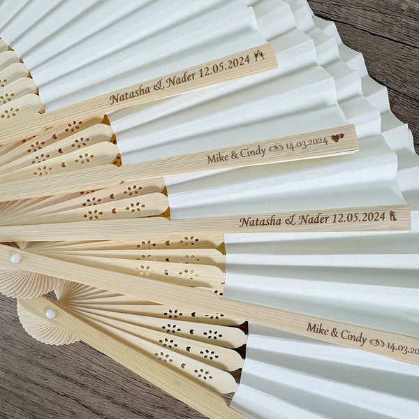 Personalized Paper Fans, Grade A Foldable Bamboo Fans for Hand Lettering Wedding Favor Handheld Fan Decorative Paper Fan Party Favors