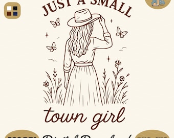 Retro Cowgirl PNG: Small Town Girl Western Design (Digital Download SVG/PNG Files)