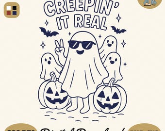 Funny Ghost Halloween PNG: Retro Spooky Season Design (Digital Download SVG/PNG Files)