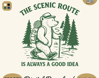 Ruta escénica PNG: Diseño de camiseta para senderismo al aire libre (descarga digital)