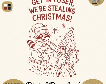 Mapache navideño divertido PNG: Diseño retro de sublimación navideña