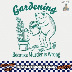 Gardening Frog SVG PNG: Funny Retro Design (Digital Download)