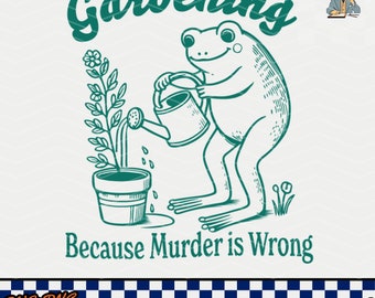 Gardening Frog SVG PNG: Funny Retro Design (Digital Download)