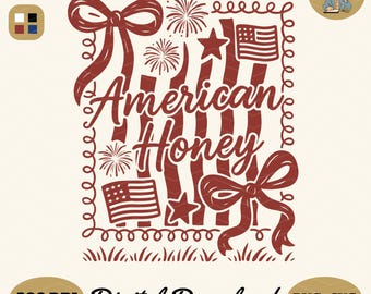 American Honey Coquette Png, Preppy 4th of July PNG, Girly Memorial Day Png, Vintage USA Png, Independence Day png, Land of the Free Png