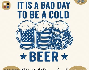 Diseño divertido de cerveza del 4 de julio: Bandera patriótica estadounidense PNG (descarga digital)