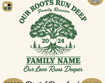 Family Reunion Tree SVG PNG Files: Roots Run Deep Design (Digital Download)