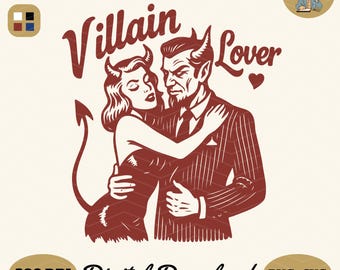 Villain Lover SVG PNG: Trendy Bookish Retro Art Design