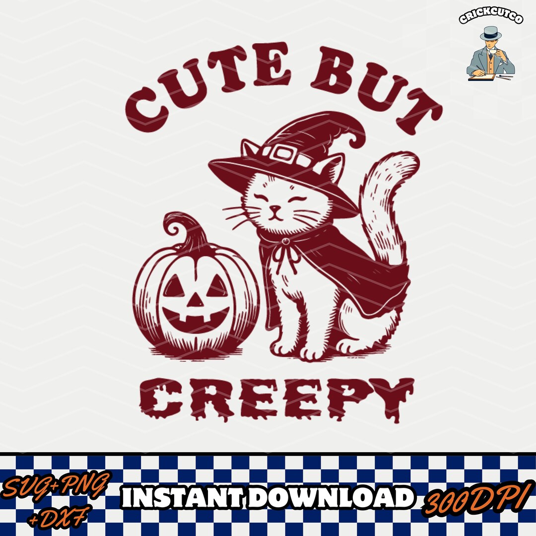 Cute Creepy Cat Witch Halloween SVG PNG, Sublimation Design - Etsy