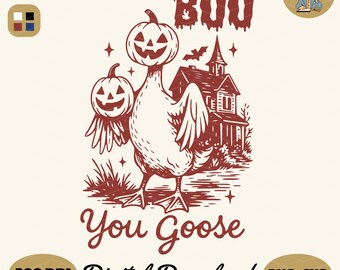 Funny Spooky Goose PNG SVG: Retro Halloween Design (Digital Download