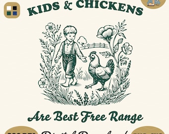 Home Sweet Homestead SVG: Kids & Chickens Design (Digital Download)
