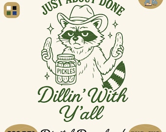 Waschbär PNG SVG: Lustiges Western-Shirt, Aufkleber Design (Digitaler Download)