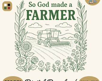 So God Made a Farmer PNG SVG: Boho Floral T-Shirt Design (Digital Download