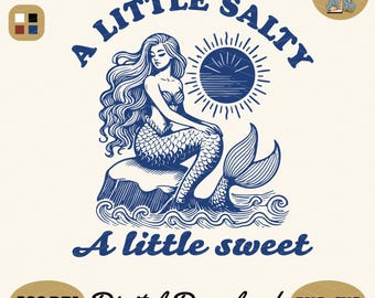 Salty Sweet Mermaid SVG PNG: Beach Shirt Design (Digital Download)