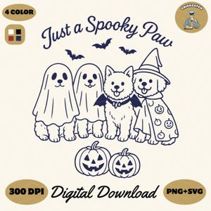 Spooky Paw Halloween Dog SVG: Retro Sublimation Design (PNG, SVG)