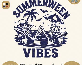 Summerween Skeleton Design: Spooky Halloween PNG SVG Stickers