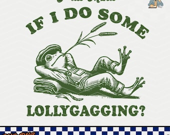Funny Frog Lollygagging Design: Retro Graphic (SVG PNG DXF)