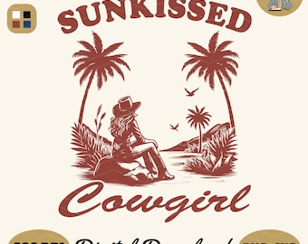 Sunkissed Cowgirl Design: Beach Western PNG SVG (Digital Download)
