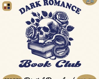Dark Romance Book Club PNG: Skull, Snake, Roses (Digital Download)