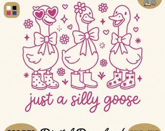 Funny Goose PNG SVG: Coquette Floral Sublimation Design