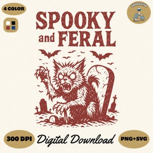 Straszny dziki kot SVG PNG: Zabawny projekt koszulki na Halloween (pobranie cyfrowe)