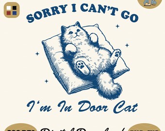 Gato engraçado de interior SVG PNG: Design retrô para animais de estimação (download digital)