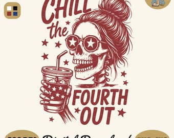 Funny Skeleton 4th of July PNG: Retro Independence Day Design