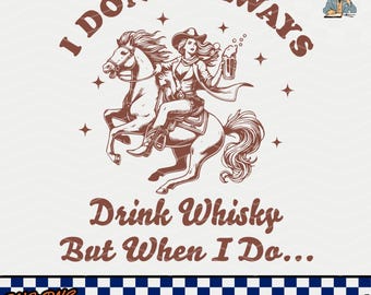 Grappige cowgirl-whisky SVG-png: retro-westers ontwerp (digitale download)