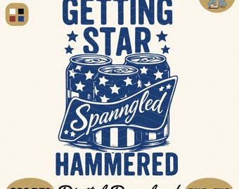 Funny 4th of July PNG: Star Spangled Hammered Design (Digital Download
