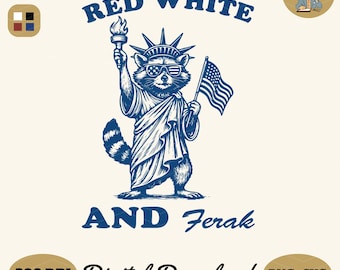 Funny Raccoon USA 4th of July PNG: Red White and Feral (Digital Download
