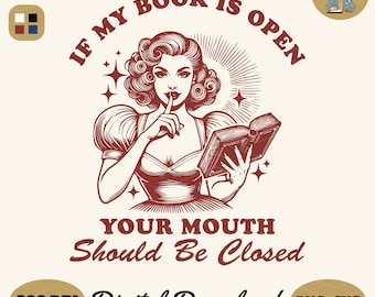 Retro Book Lover PNG SVG: Funny Sarcastic Woman Reading (Digital Download)