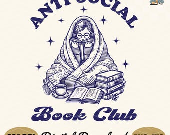 Anti-Social Book Club SVG PNG: Retro Reader Design (Digital Download)
