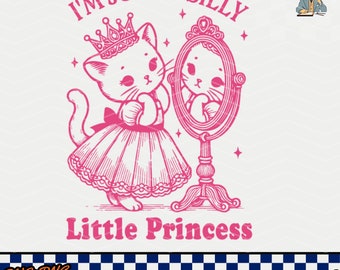 Cat Princess Retro Art: Silly Little Princess Design (SVG PNG DXF)