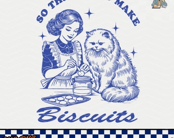 Retro Cat Biscuits SVG PNG: Cat Lover Design (Digital Download)