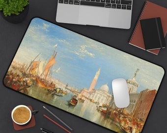 Venice: The Dogana and San Giorgio Maggiore, Joseph Mallord William Turner; Desk Mat for home, office; computer, keyboard mouse pad