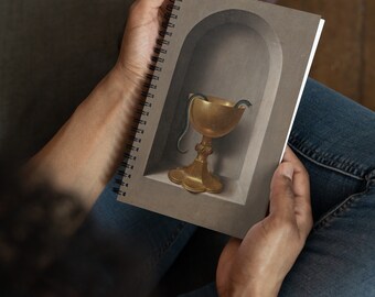 Chalice of Saint John the Evangelist, Hans Memling; Dotted spiral notebook, aesthetic notebook, bullet journal, mood journal