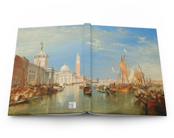 Venice: The Dogana and San Giorgio Maggiore (reversed), Joseph Mallord William Turner; Hardcover, lined notebook, travel notebook