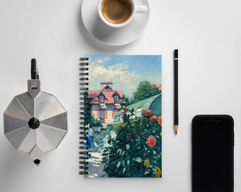 Dahlias, Garden at Petit Gennevilliers, Gustave Caillebotte; Dotted Notebook, bullet journal, mood journal, therapy notebook, aesthetic