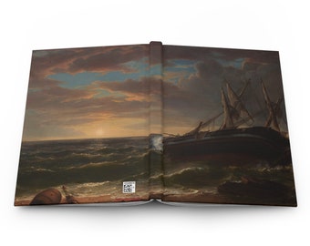 The Stranded Ship, Asher Brown Durand (reversed); Hardcover, lined journal, aesthetic journal, notebook